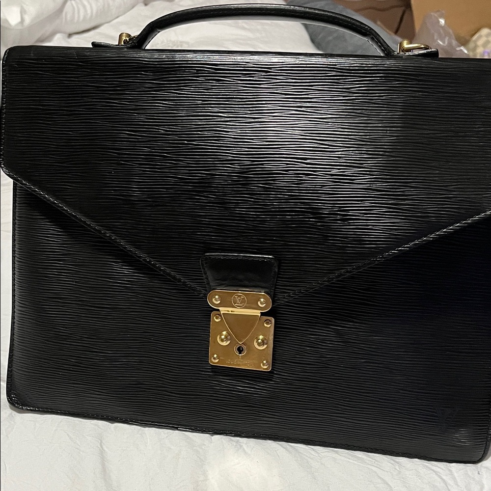 Louis Vuitton, authentic Black Leather Briefcase